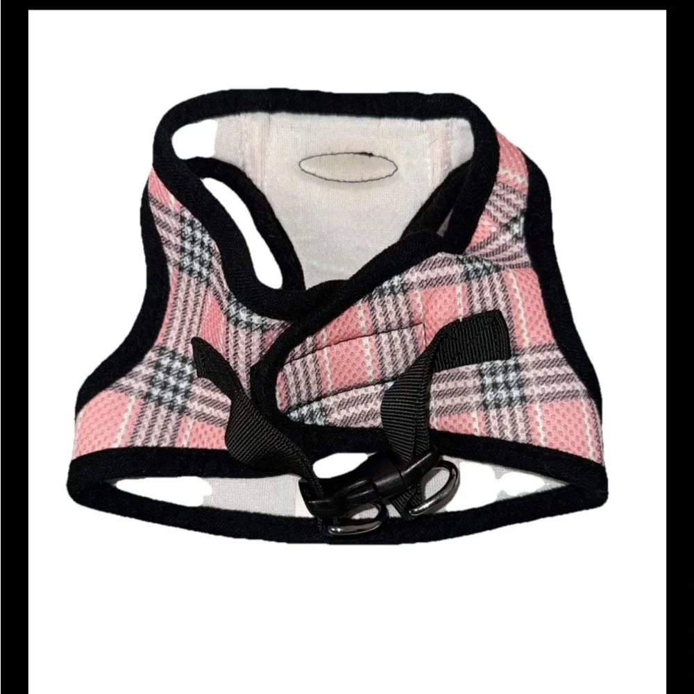 Bark Appeal Pink Plaid Dog Harness Large